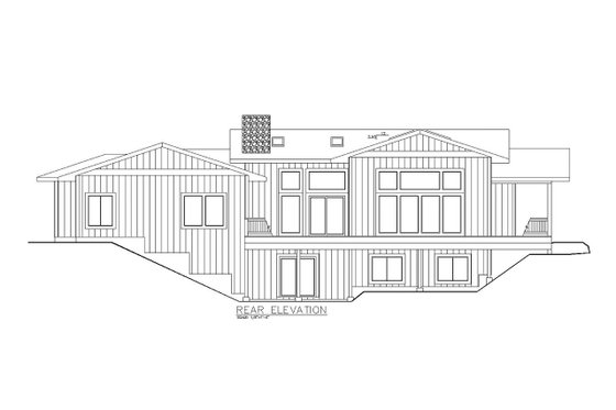 Exterior - Rear Elevation for Ranch House Plan #117-874 - 3 bed, 2.5 bath