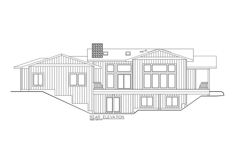 Dream House Plan - Exterior - Rear Elevation for Ranch House Plan #117-874 - 3 bed, 2.5 bath