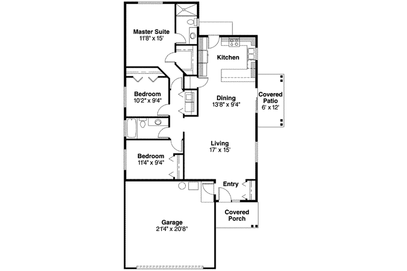 Home Plan - Floor Plan - Main Floor for Ranch House Plan #124-591 - 3 bed, 2 bath