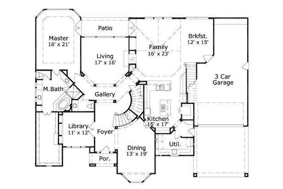 Floor Plan - Main Floor for Traditional House Plan #411-226 - 4 bed, 3 bath