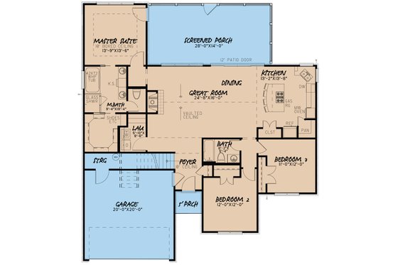 Floor Plan - Main Floor for European House Plan #923-38 - 3 bed, 2 bath