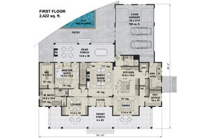 Floor Plan - Main Floor for Farmhouse House Plan #51-1160 - 4 bed, 4 bath