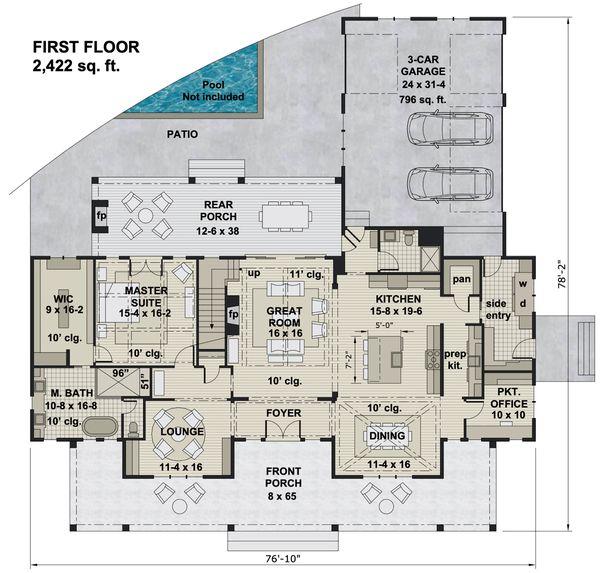 Architectural House Design - Farmhouse Floor Plan - Main Floor Plan #51-1160
