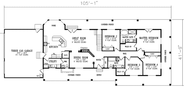 Ranch Floor Plan - Main Floor Plan #1-454