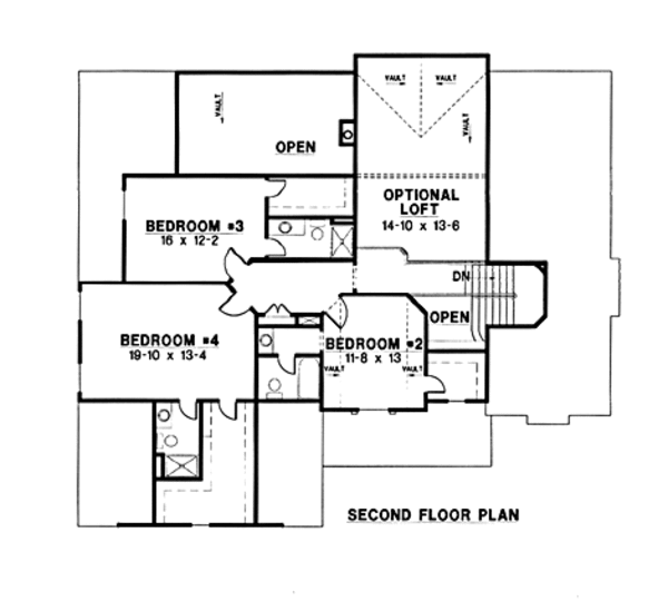 Traditional Floor Plan - Upper Floor Plan #67-153