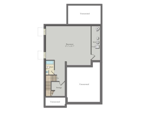 Architectural House Design - Farmhouse Floor Plan - Lower Floor Plan #1057-34