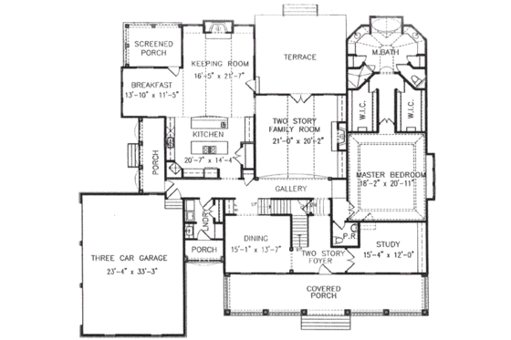 Floor Plan - Main Floor for Southern House Plan #54-109 - 4 bed, 4.5 bath