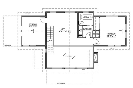 Floor Plan - Upper Floor for Craftsman House Plan #899-5 - 3 bed, 2 bath