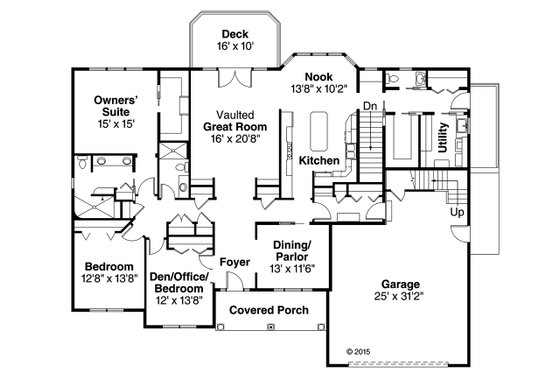 Floor Plan - Main Floor for Ranch House Plan #124-1139 - 3 bed, 2.5 bath