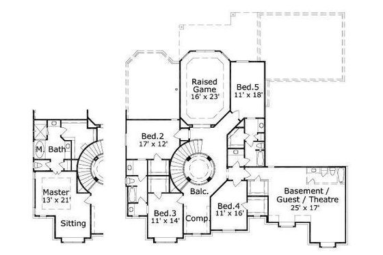 Floor Plan - Upper Floor for European House Plan #411-336 - 5 bed, 3.5 bath