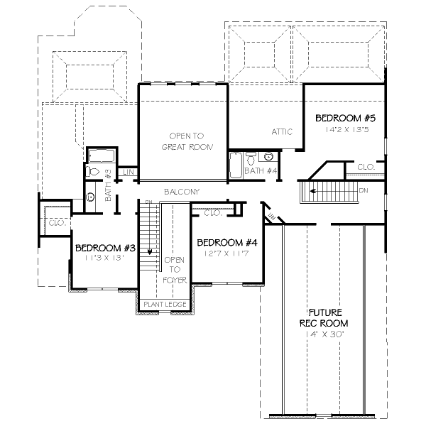 Traditional Floor Plan - Upper Floor Plan #424-32
