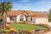 Mediterranean Style House Plan - 3 Beds 2 Baths 1542 Sq/Ft Plan #124-255 Exterior 