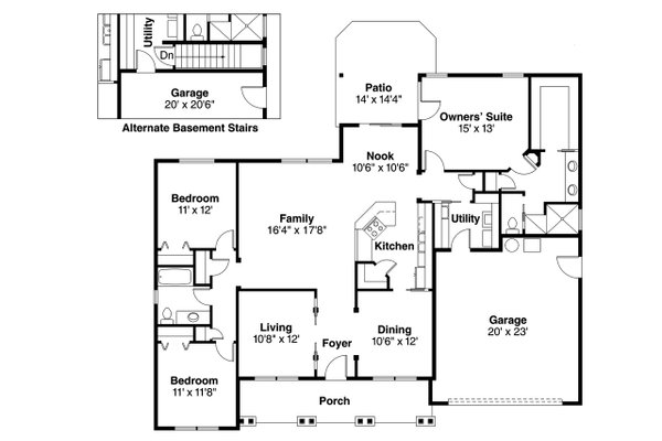 Architectural House Design - Traditional Floor Plan - Main Floor Plan #124-558