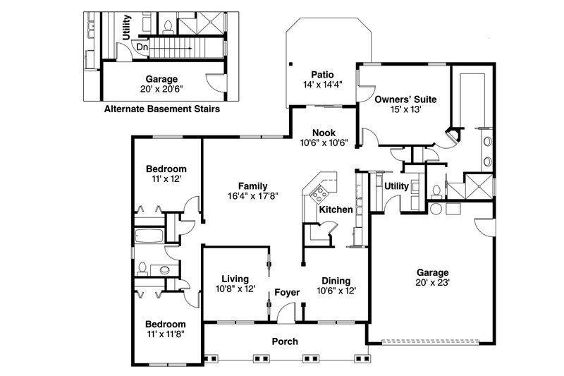 Home Plan - Floor Plan - Main Floor for Traditional House Plan #124-558 - 3 bed, 2 bath