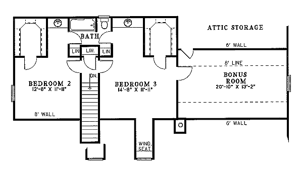 Traditional Floor Plan - Upper Floor Plan #17-2002