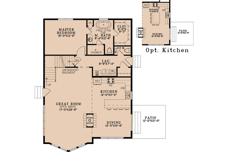 House Design - Floor Plan - Main Floor for Cabin House Plan #923-407 - 3 bed, 2.5 bath