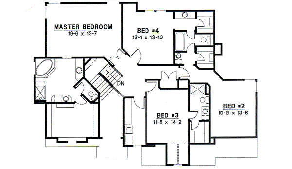 Traditional Floor Plan - Upper Floor Plan #67-548