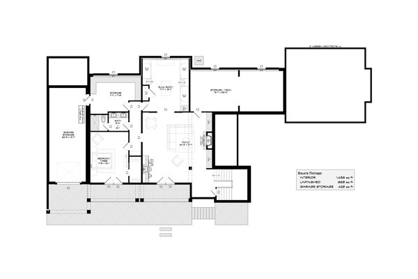 House Blueprint - Floor Plan - Lower Floor for Farmhouse House Plan #928-453 - 3 bed, 3 bath