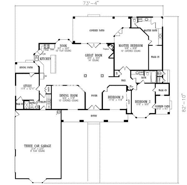 Adobe / Southwestern Floor Plan - Main Floor Plan #1-634