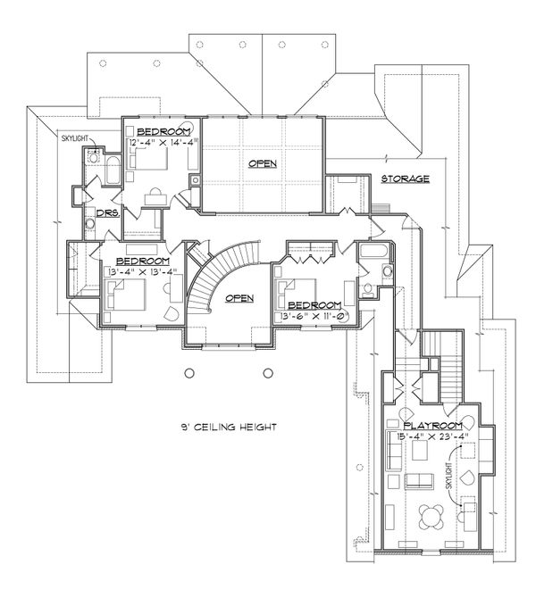 Architectural House Design - Traditional Floor Plan - Upper Floor Plan #1054-24