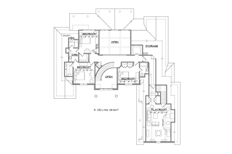 Dream House Plan - Floor Plan - Upper Floor for Traditional House Plan #1054-24 - 4 bed, 3.5 bath