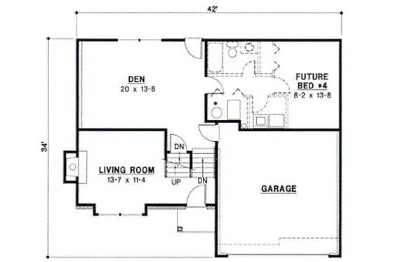 Floor Plan - Lower Floor for Traditional House Plan #67-658 - 3 bed, 2 bath