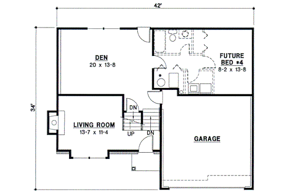 Traditional Floor Plan - Lower Floor Plan #67-658