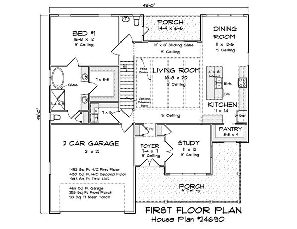 Dream House Plan - Floor Plan - Main Floor for Farmhouse House Plan #513-2482 - 3 bed, 2.5 bath