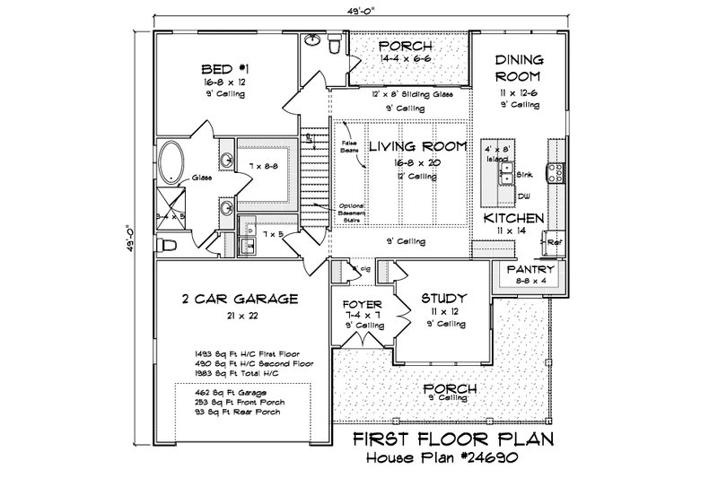 Dream House Plan - Floor Plan - Main Floor for Farmhouse House Plan #513-2482 - 3 bed, 2.5 bath
