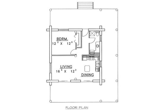 Floor Plan - Main Floor for Log House Plan #117-505 - 1 bed, 1 bath