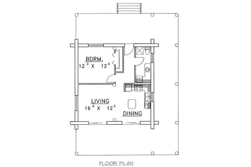 Home Plan - Floor Plan - Main Floor for Log House Plan #117-505 - 1 bed, 1 bath