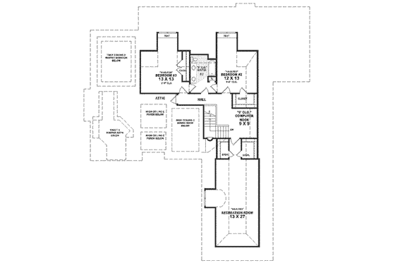 Floor Plan - Upper Floor for European House Plan #81-367 - 3 bed, 3 bath
