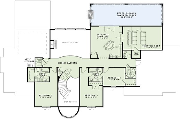 House Blueprint - Floor Plan - Upper Floor for European House Plan #17-2553 - 4 bed, 4.5 bath