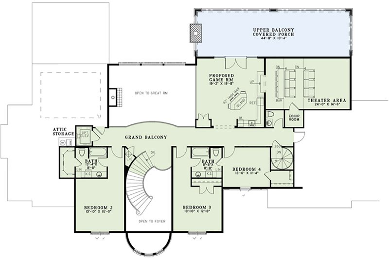 House Blueprint - Floor Plan - Upper Floor for European House Plan #17-2553 - 4 bed, 4.5 bath
