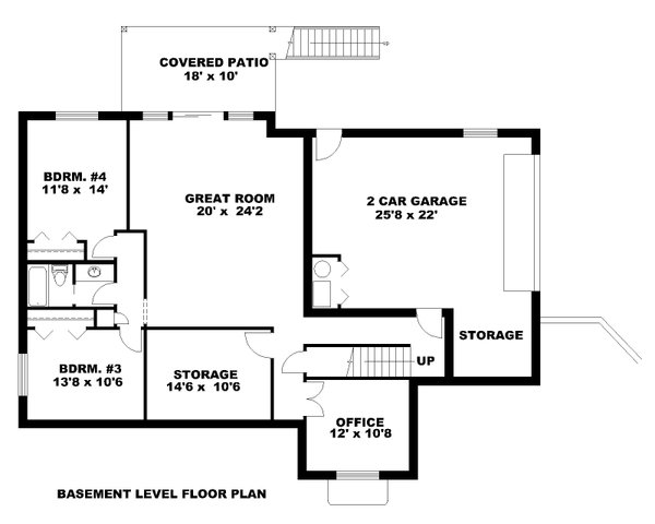 Architectural House Design - Floor Plan - Lower Floor for Craftsman House Plan #117-1084 - 4 bed, 3.5 bath