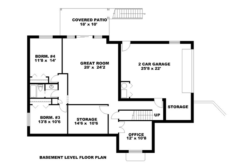 Architectural House Design - Floor Plan - Lower Floor for Craftsman House Plan #117-1084 - 4 bed, 3.5 bath