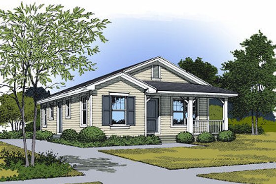 Exterior - Front Elevation for Traditional House Plan #417-103 - 3 bed, 1 bath