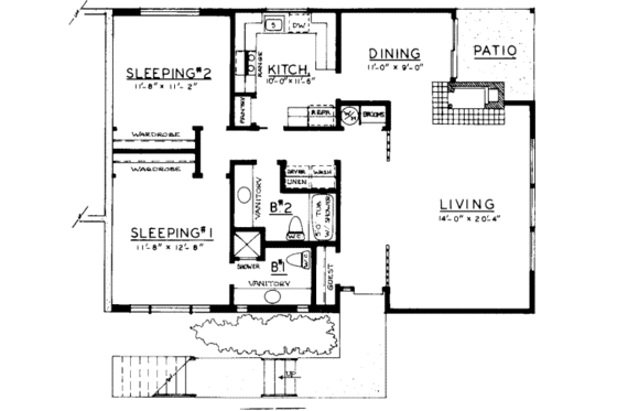 Floor Plan - Lower Floor for Traditional House Plan #303-273 - 2 bed, 2 bath