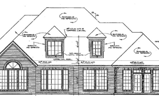 Exterior - Rear Elevation for European House Plan #310-901 - 4 bed, 3.5 bath