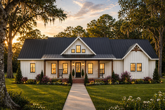 Exterior - Front Elevation 4 for Country House Plan #44-305 - 3 bed, 2 bath