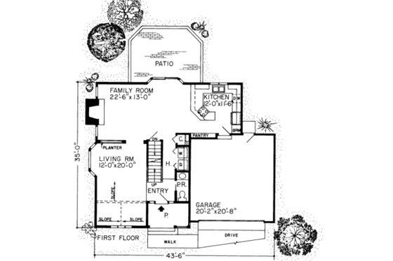 Floor Plan - Main Floor for Traditional House Plan #312-572 - 3 bed, 2.5 bath