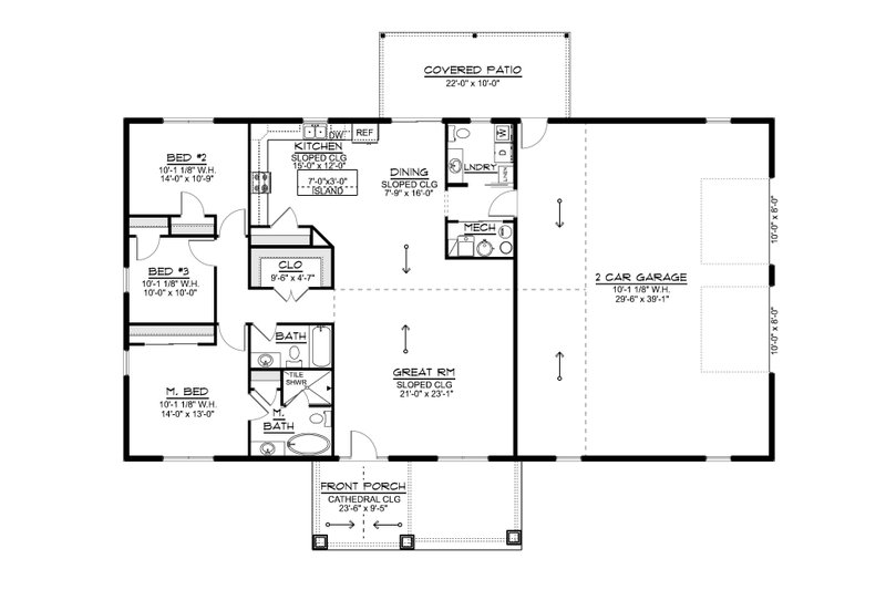 Architectural House Design - Floor Plan - Main Floor for Craftsman House Plan #1064-481 - 3 bed, 2.5 bath