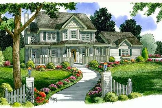 Exterior - Front Elevation for Country House Plan #312-473 - 4 bed, 2.5 bath