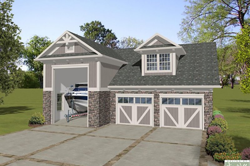 Home Plan - Craftsman, Front Elevation, RV Garage