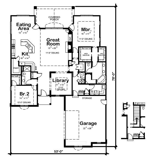 House Plan Design - European Floor Plan - Main Floor Plan #20-2046
