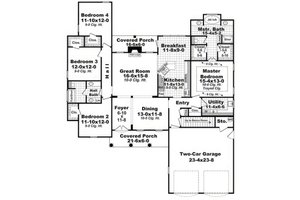 Floor Plan - Main Floor for European House Plan #21-598 - 4 bed, 2 bath