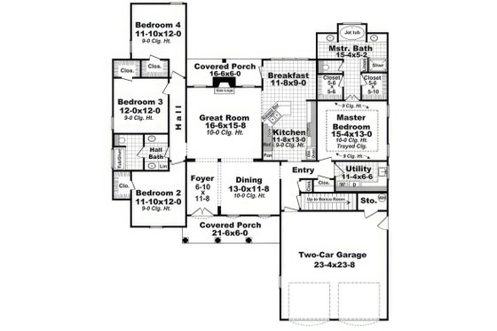 Floor Plan - Main Floor for European House Plan #21-598 - 4 bed, 2 bath