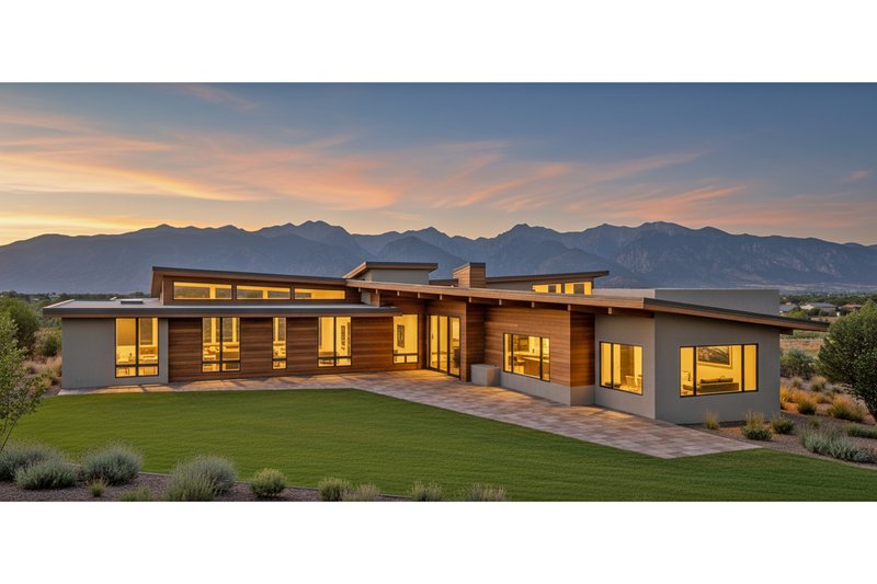 House Blueprint - Exterior - Front Elevation 3 for Modern House Plan #892-36 - 4 bed, 3.5 bath