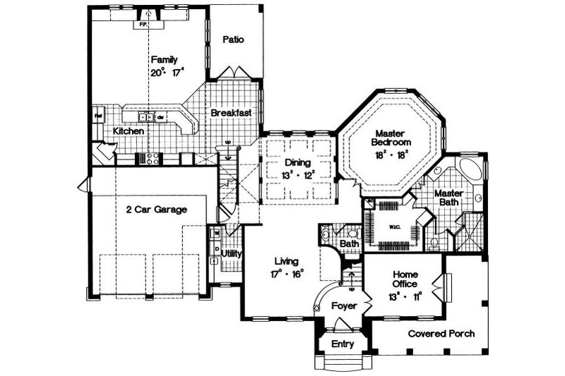 Architectural House Design - Floor Plan - Main Floor for European House Plan #417-393 - 4 bed, 3.5 bath