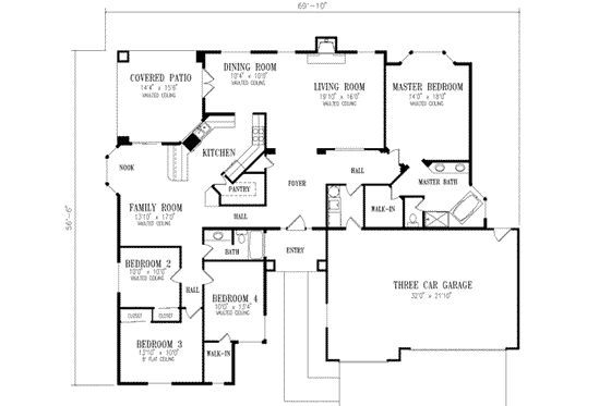 Floor Plan - Main Floor for Adobe / Southwestern House Plan #1-503 - 4 bed, 2 bath